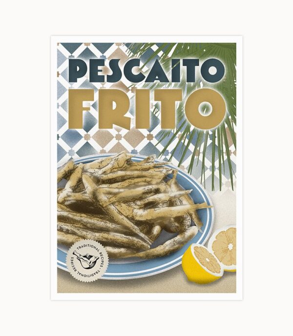 Illustration Pescaito frito - Cartes Postales Recettes Traditionnelles Espagnoles - Casa Atlântica