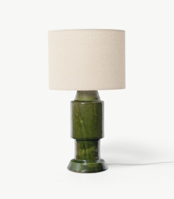 Lampe de table vert olive abat-jour lin - Casa Atlântica