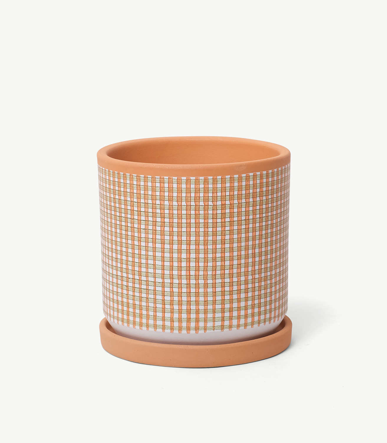 Pot en argile à carreaux vert mousse citrouille - Casa Atlântica