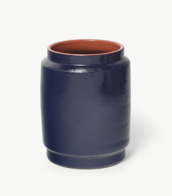 Blue glazed clay planter Brau - Casa Atlântica